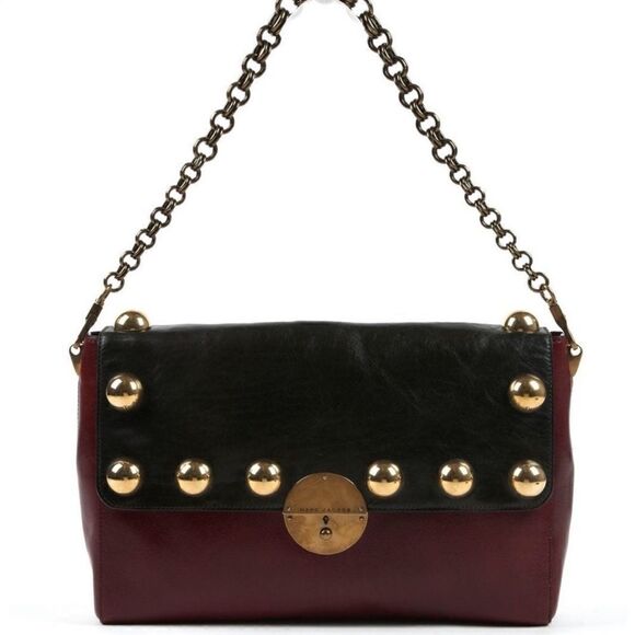 Marc Jacobs Studded Leather Shoulder Bag Like New 12 1/2” X 10” X 3” Stunning - Picture 1 of 5